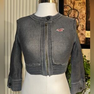 vintage y2k hollister cropped knit zip-up
